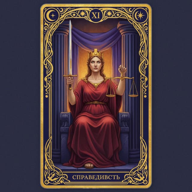 Карта таро Справедливость — значение в прямом и перевёрнутом положении