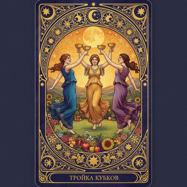 Карта таро Тройка Кубки — значение в прямом и перевёрнутом положении