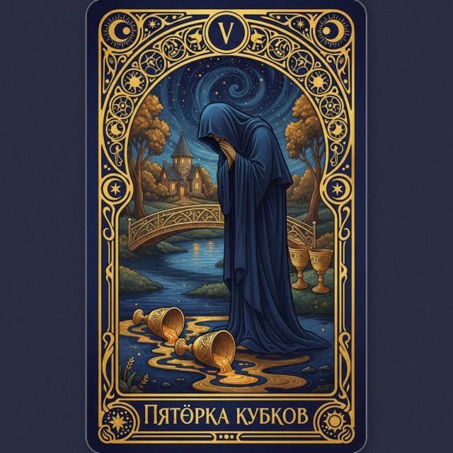 Карта таро Пятёрка Кубки — значение в прямом и перевёрнутом положении