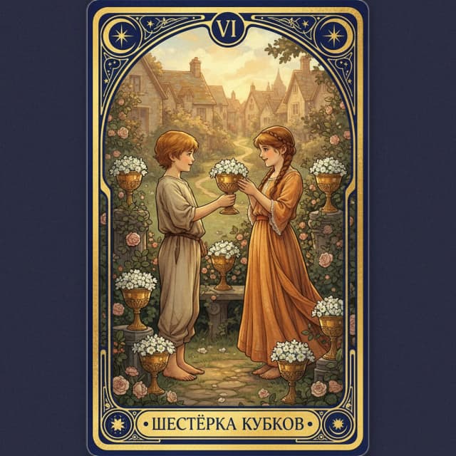 Карта таро Шестёрка Кубки — значение в прямом и перевёрнутом положении