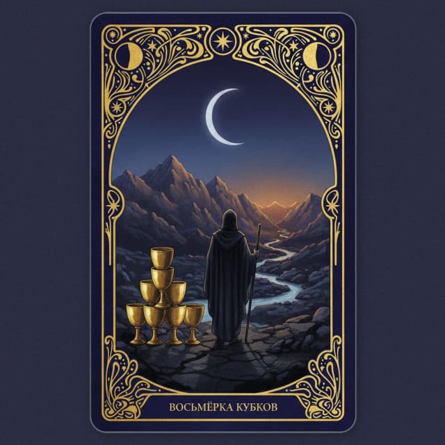 Карта таро Восьмёрка Кубки — значение в прямом и перевёрнутом положении