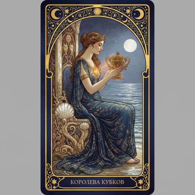 Карта таро Королева Кубки — значение в прямом и перевёрнутом положении