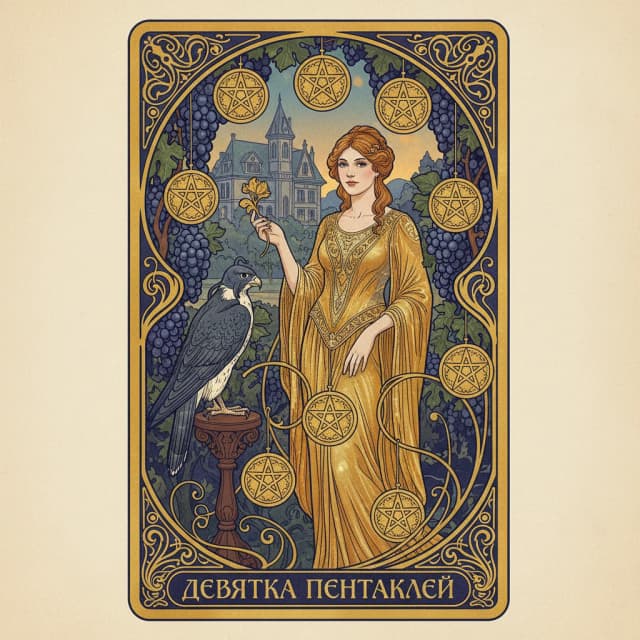 Карта таро Девятка Пентакли — значение в прямом и перевёрнутом положении