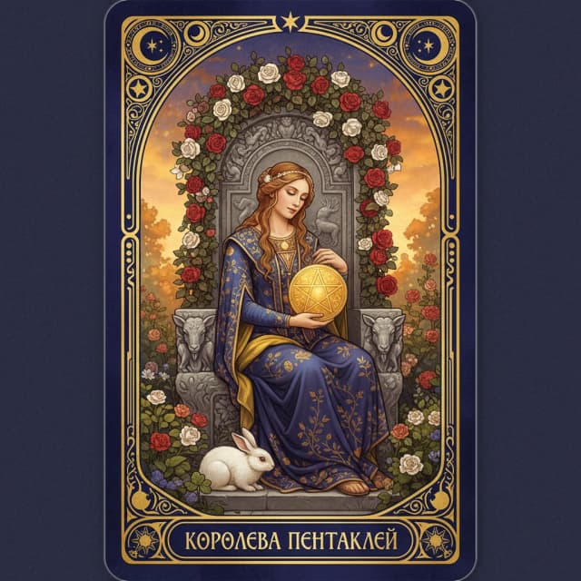 Карта таро Королева Пентакли — значение в прямом и перевёрнутом положении