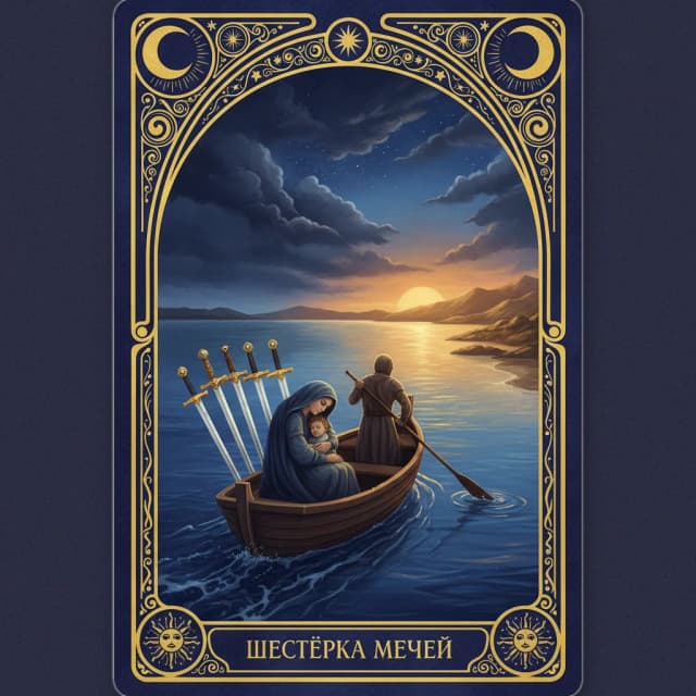 Карта таро Шестёрка Мечи — значение в прямом и перевёрнутом положении