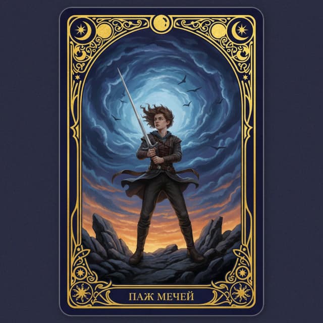 Карта таро Паж Мечи — значение в прямом и перевёрнутом положении