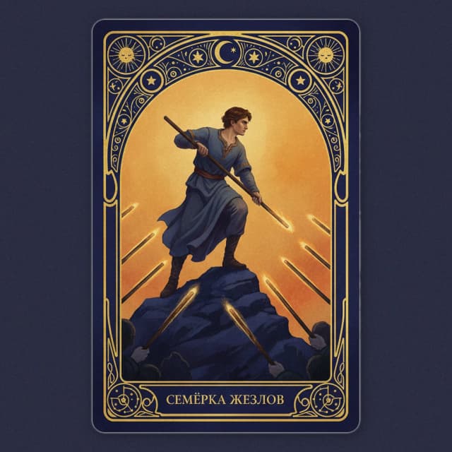 Карта таро Семёрка Жезлы — значение в прямом и перевёрнутом положении