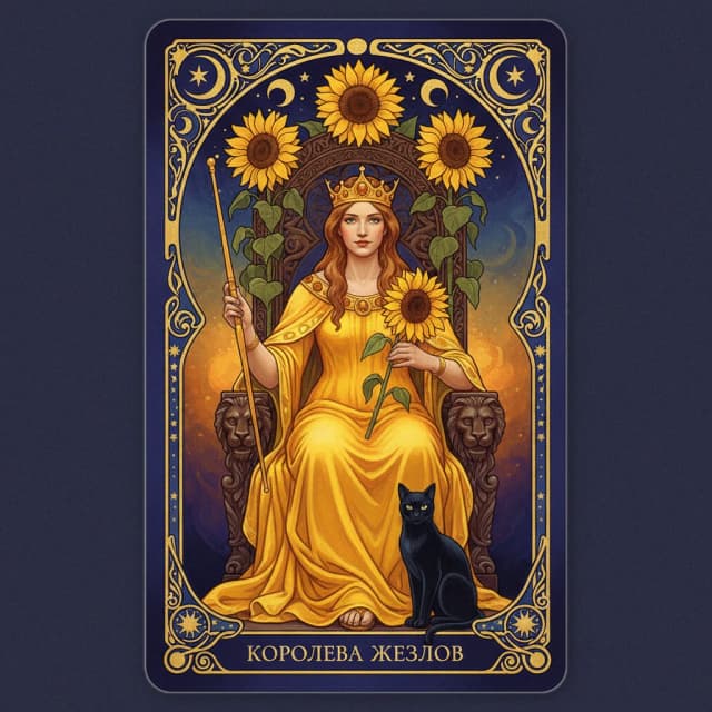 Карта таро Королева Жезлы — значение в прямом и перевёрнутом положении